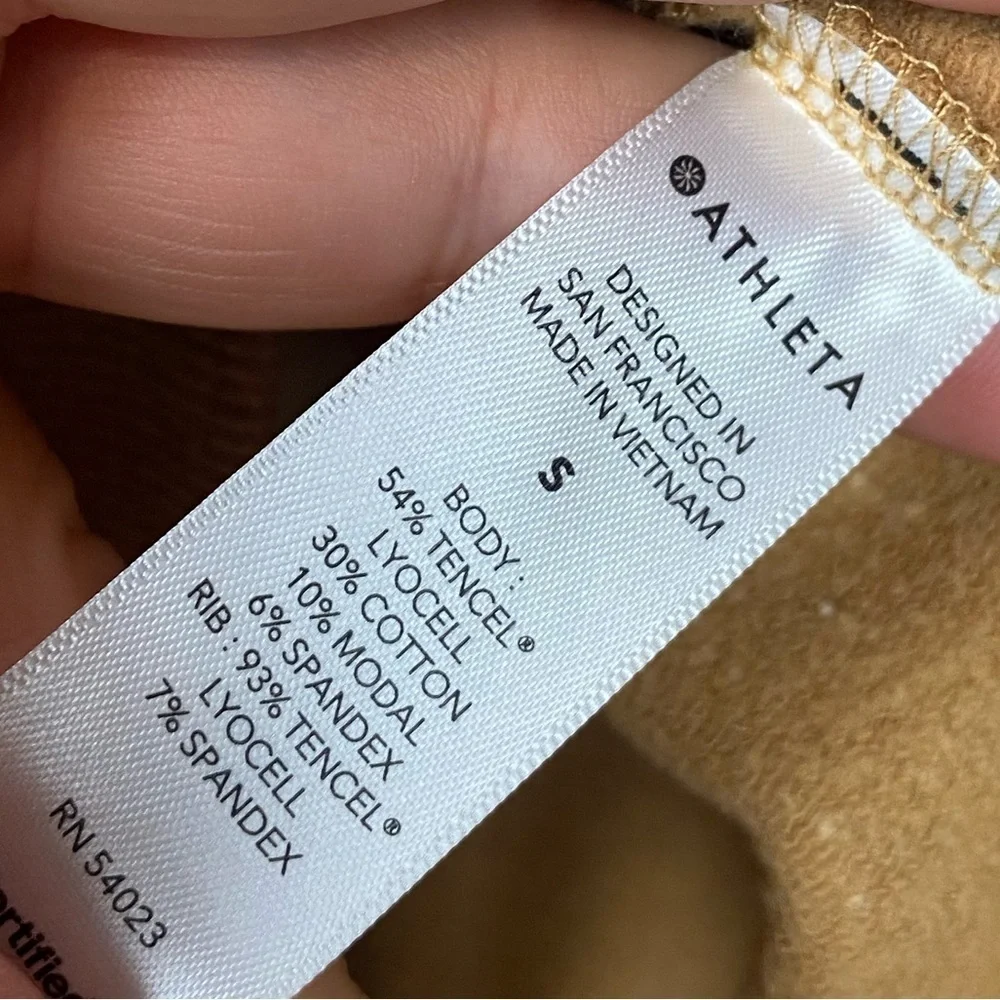ATHLETA Balance Pullover Sweatshirt Tuscan Gold Tan Multi Nep Nirvana Fabric S - Picture 6 of 12